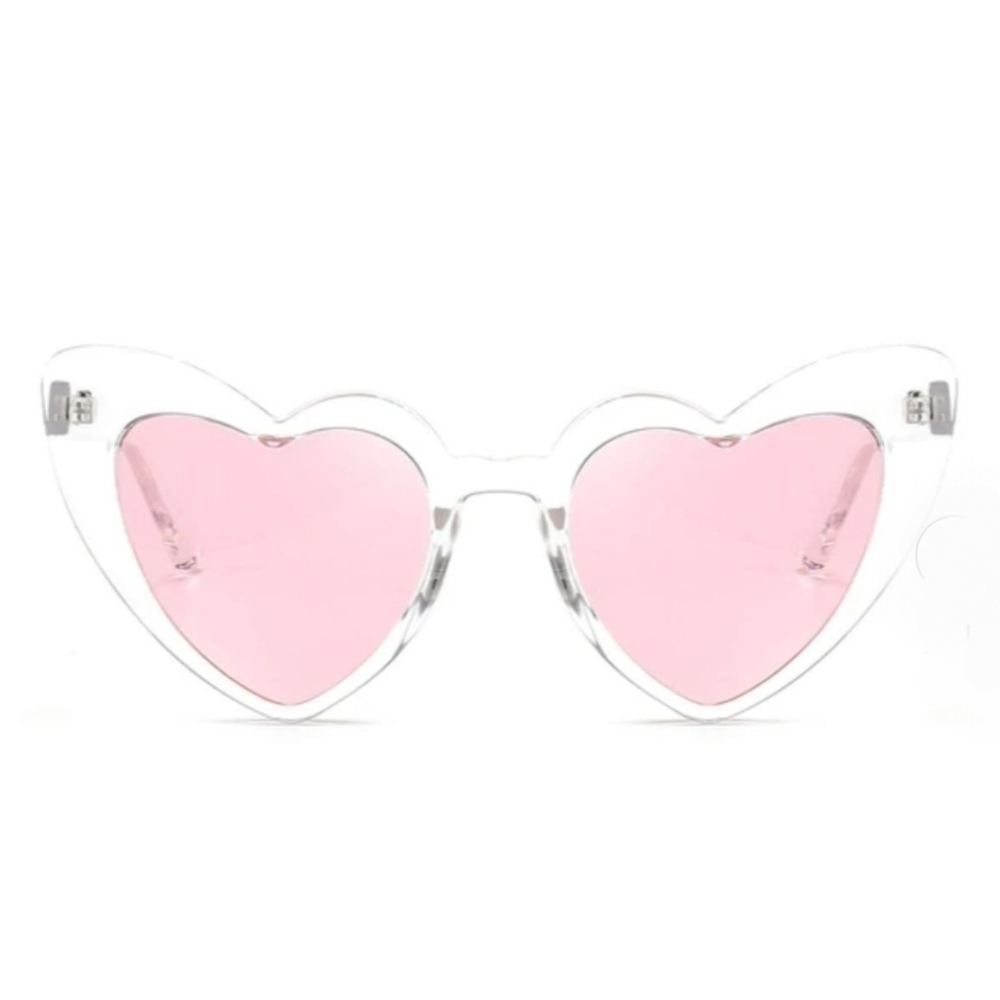 Heart Cateye Fashion Sungleasses Clear Frame Pink Mirror Lence